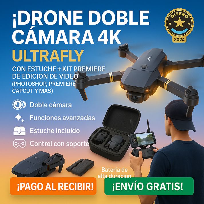 🚁 Drone Doble Cámara PRO 4K + Estuche, control y ¡REGALO EXCLUSIVO SOLO HOY! 🔥