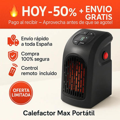 CALEFACTOR MAX PORTATIL -60% SOLO HOY APROVECHA + Calor inmediato sin gastar de más 🔥
