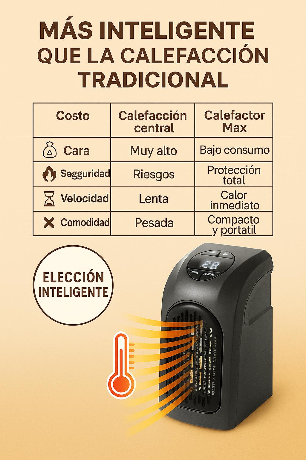 CALEFACTOR MAX PORTATIL -60% SOLO HOY APROVECHA + Calor inmediato sin gastar de más 🔥