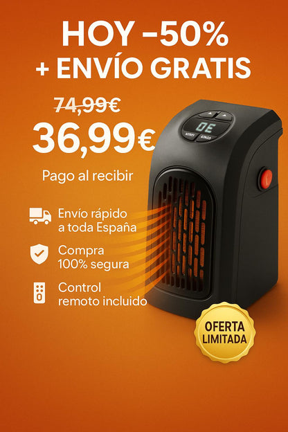 CALEFACTOR MAX PORTATIL -60% SOLO HOY APROVECHA + Calor inmediato sin gastar de más 🔥