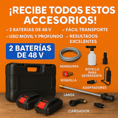 💦 PISTOLA ALTA PRESIÓN PRO + 2 BATERÍAS 48 V CON ESTUCHE – ¡ÚLTIMAS UNIDADES! 🔥