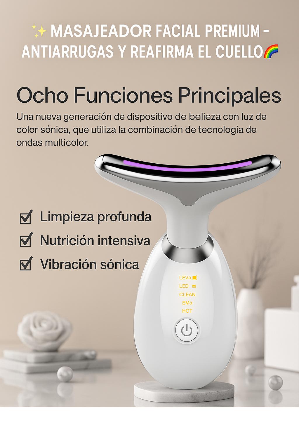 ✨ Masajeador Facial Premium – Antiarrugas y reafirma el cuello 🌈