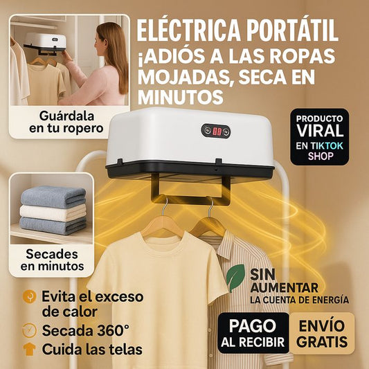 🔥 SECADORA ELÉTRICA PORTÁTIL con temporizador – Adiós a la ropa húmeda del invierno, ¡Seca en minutos sin aumentar tu factura de luz! 🍃