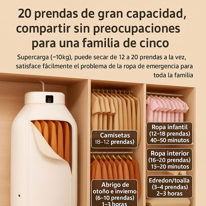 🔥 SECADORA ELÉTRICA PORTÁTIL con temporizador – Adiós a la ropa húmeda del invierno, ¡Seca en minutos sin aumentar tu factura de luz! 🍃