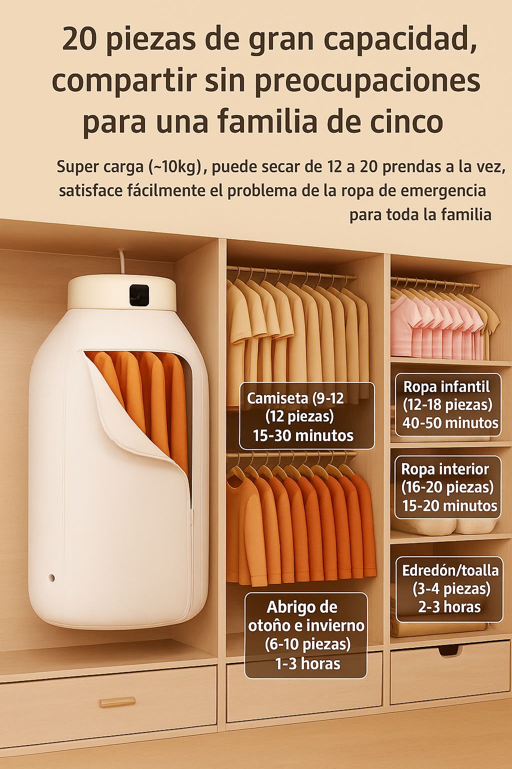 🔥 SECADORA ELÉTRICA PORTÁTIL con temporizador – Adiós a la ropa húmeda del invierno, ¡Seca en minutos sin aumentar tu factura de luz! 🍃