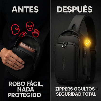 Bolso cruzado antirrobo negro - 70% SOLO HOY ¡APROVECHA AHORA!