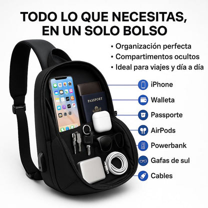 Bolso cruzado antirrobo negro - 70% SOLO HOY ¡APROVECHA AHORA!
