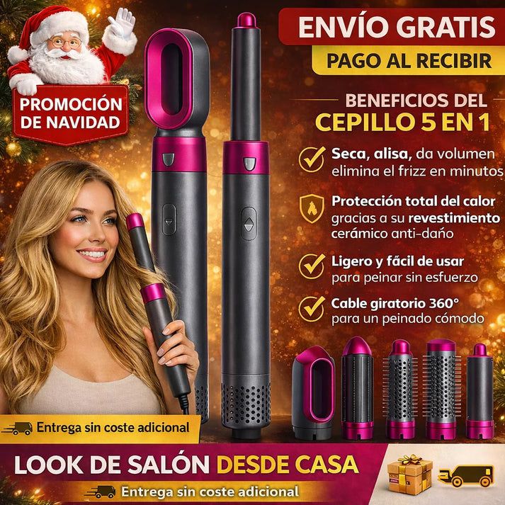 ✨  CEPILLO 5 EN 1 - LOOK PROFESIONAL EN CASA - OFERTA MEGA NAVIDAD 🔥