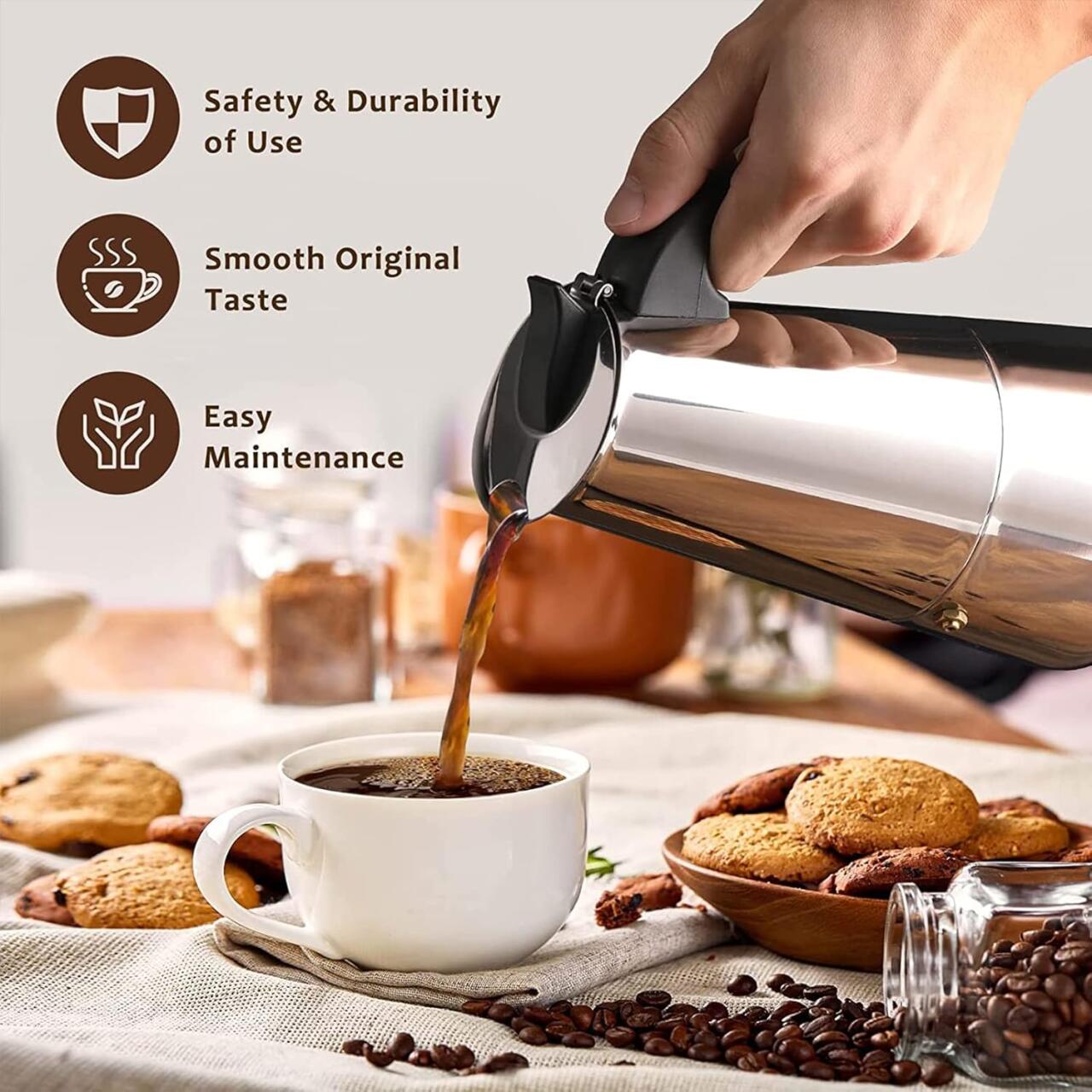 Cafetera italiana con capacidad para 12 tazas | 600 ml (6 tazas)